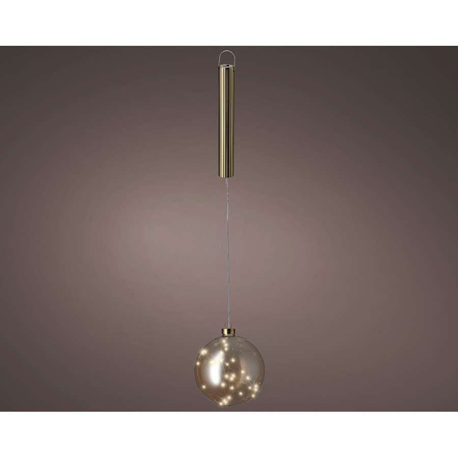 Bola de vidro microled dourada para pendurar, ø14cm