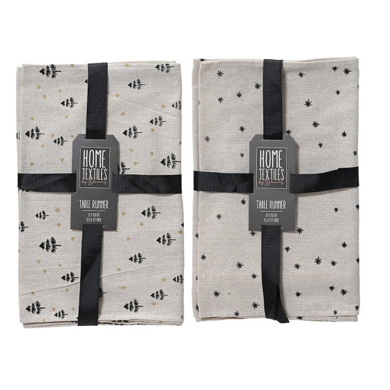 Naperom com estampados pretos, 2 modelos, 32x150cm.