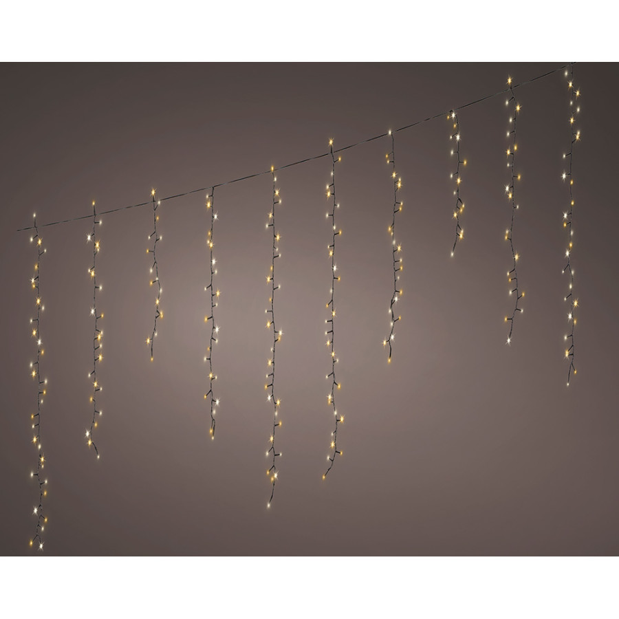 Cortina led intermitente, 256 leds, 375x60cm, branco quente.