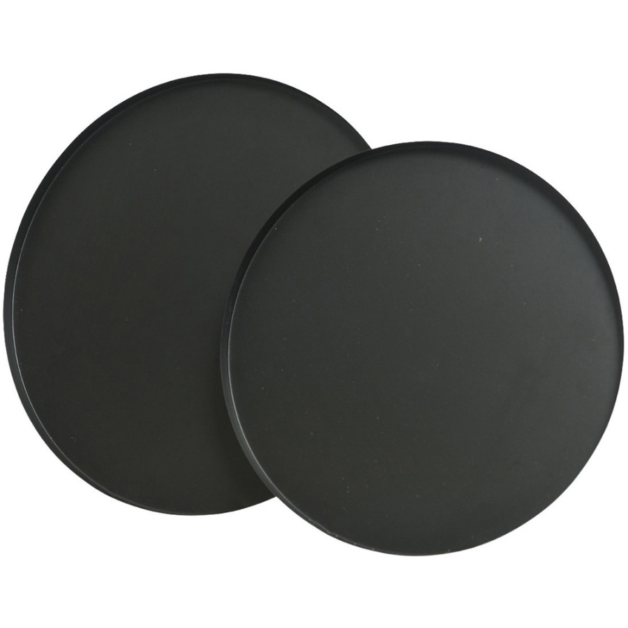 Bandejas redondas em aço preto mate, 2 tamanhos, ø35 cm e ø30 cm