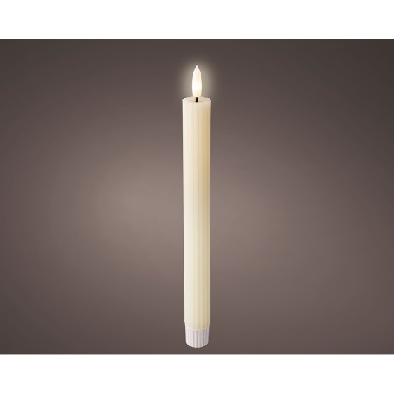 Vela led de cera bege, relevo ø2,2 x 24,5 cm. pack 2 unidades