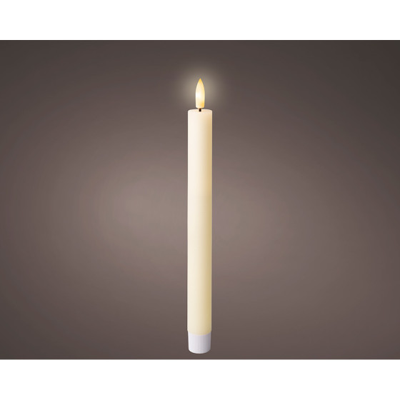 Vela led de cera bege ø2,2 x 24,5 cm. pack 2 unidades