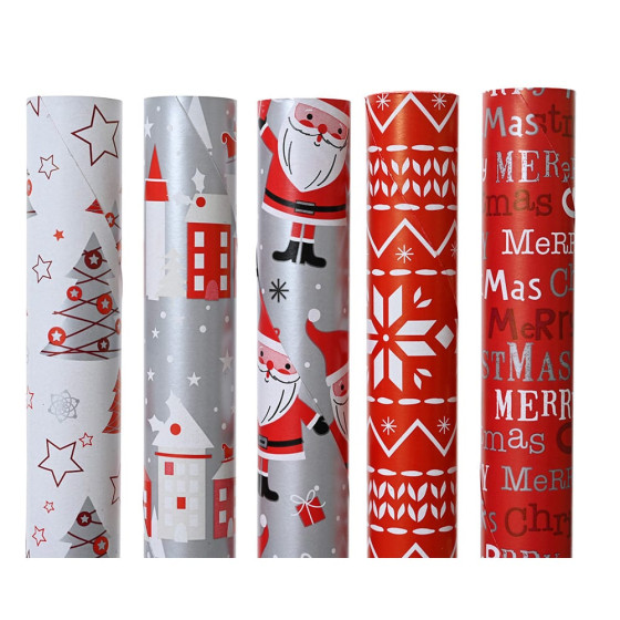 Papel de embrulho com tema natalício, vários designs