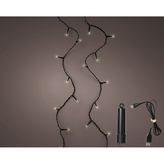 Grinalda led multifunções exterior com bateria 100 leds multicor com cabo preto 7,4 m