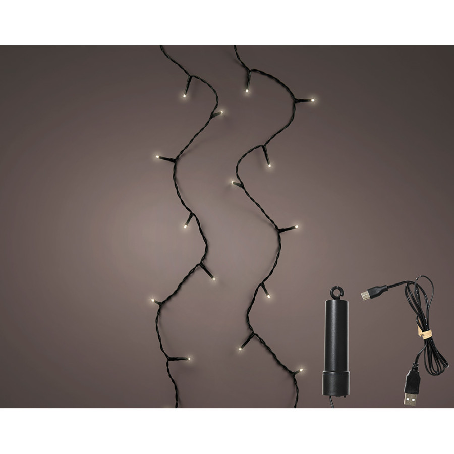 Grinalda led multifunções exterior com bateria 100 leds multicor com cabo preto 7,4 m