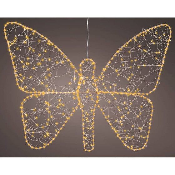 Luz led decorativa metal borboleta 436 leds, exterior, microled, dourado 43 x 58 cm