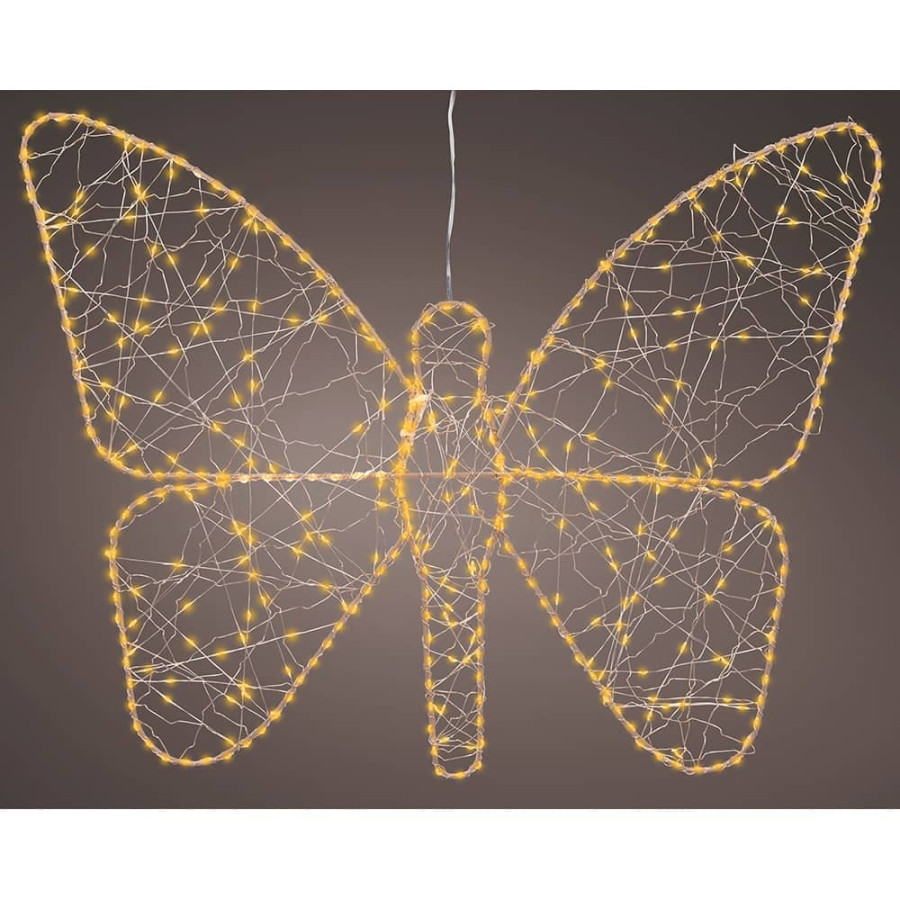 Luz led decorativa metal borboleta 436 leds, exterior, microled, dourado 43 x 58 cm