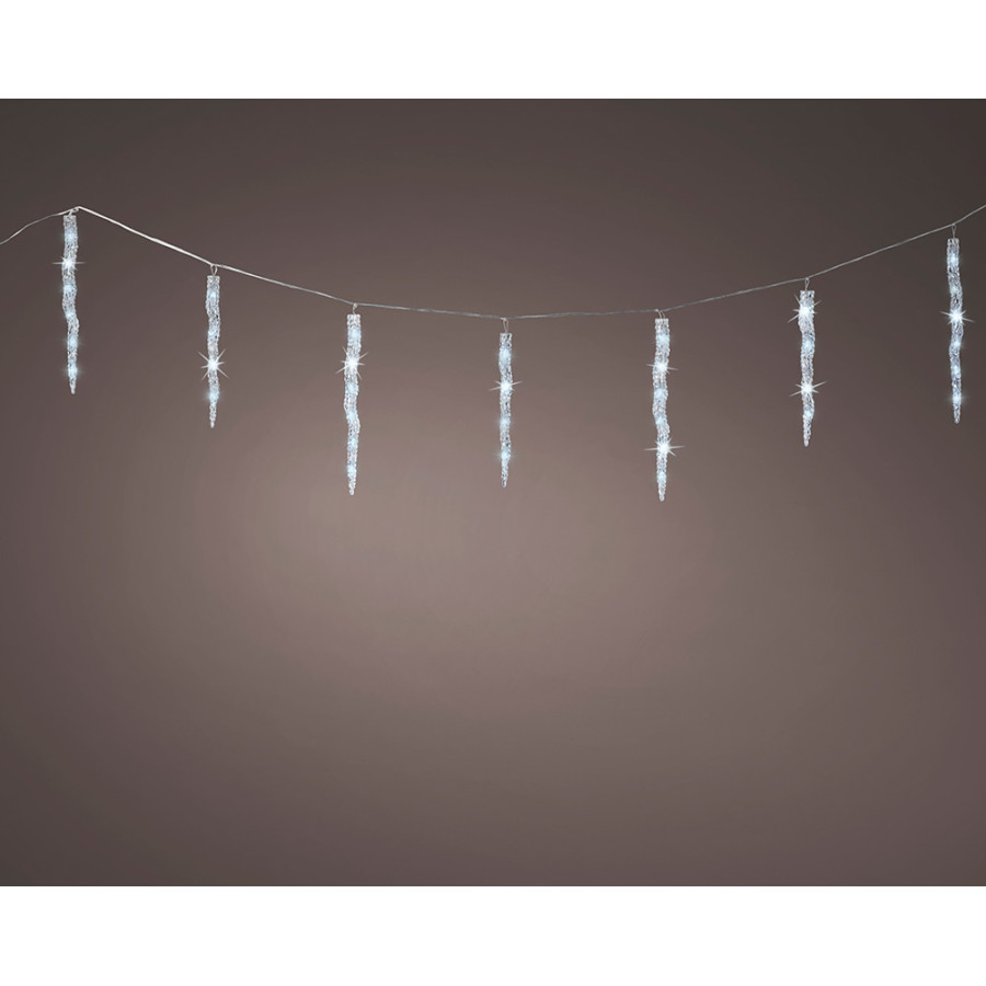 Grinalda estalactites conectáveis exterior branco frio intermitente 60 leds 3,6 m
