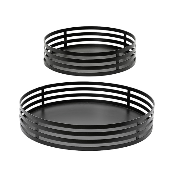 Conjunto de bandejas de ferro preto ø38 e ø28 cm, 2 peças