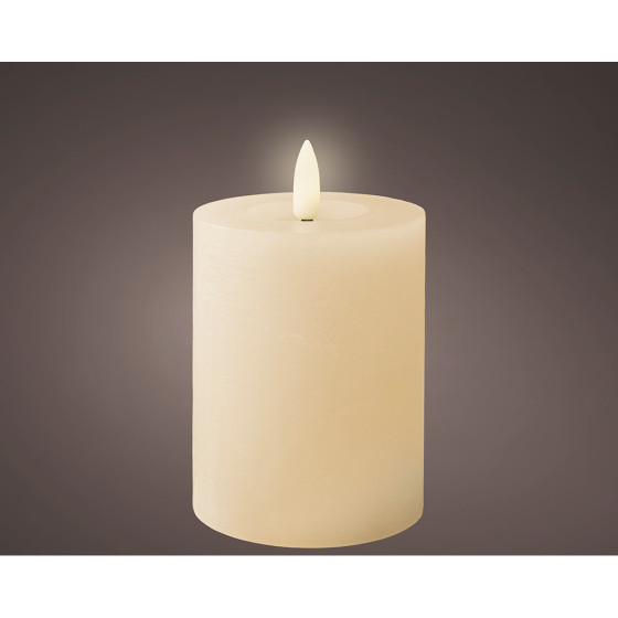 Vela de cera led, cor bege, superfície rústica ø7 x 11,2 cm