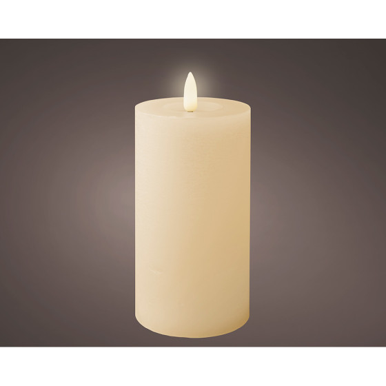 Vela de cera led, cor bege, superfície rústica ø7 x 15 cm