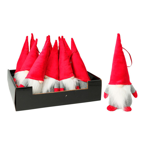 Gnomo cinzento e chapéu vermelho 8 x 22 cm