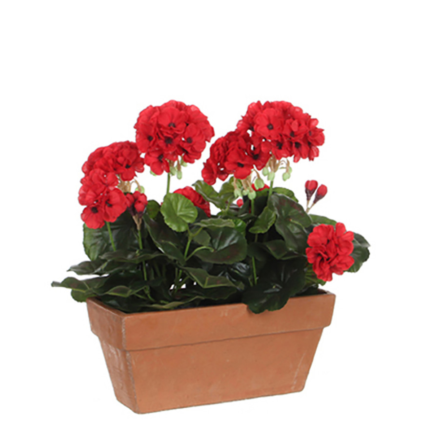 Gerânio pvc vermelho em vaso para varanda 29x13x40cm
