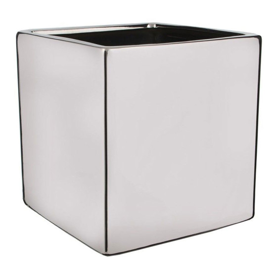 Vaso chaz quadrado prateado a14x14x14cm. mica decorations