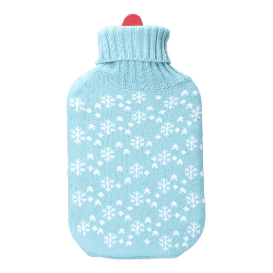 Bolsa de Água Quente com Capa em Lã - 2L - Flocos de Neve Brancos
