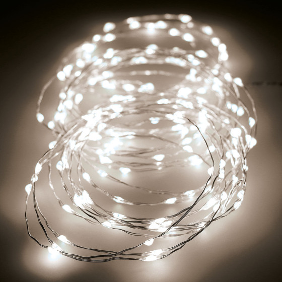 Grinalda micro led 180 leds, multifunções, luz quente, exterior, 9 m