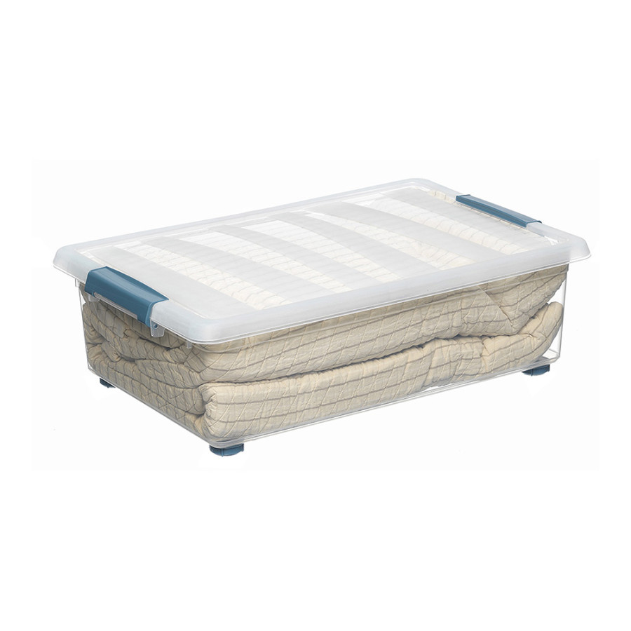 Caixa katla transparente 28l com rodas e alças ergonómicas 59x39x18,5cm