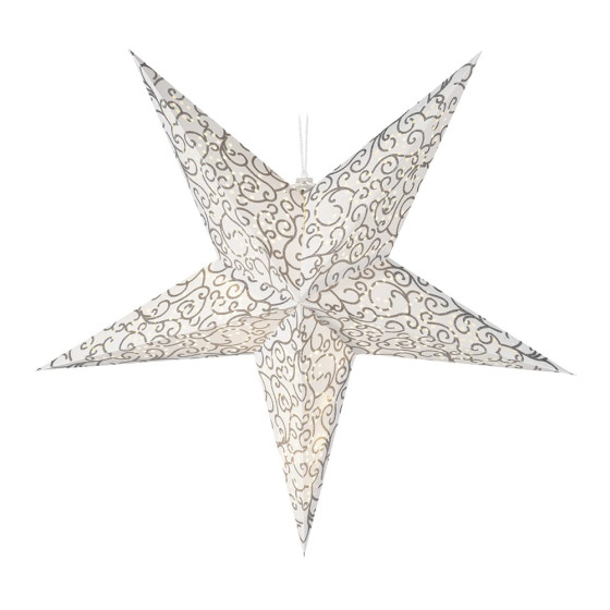 Estrela 10 leds branco quente, a pilhas, corpo de papel 60cm