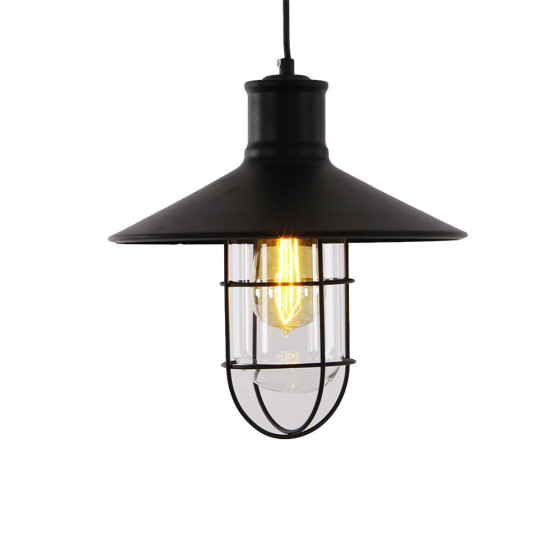 Candeeiro de teto metálico vintage e27 60w cor preto ø27x28cm edm