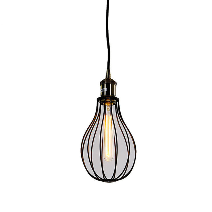 Candeeiro de teto metálico vintage e27 60w cor preto ø15x30cm edm