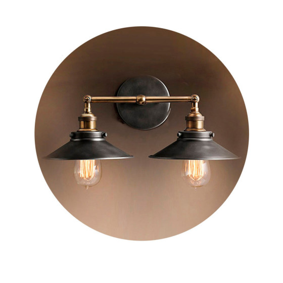 Candeeiro de parede metálico duplo vintage e27 60w 63x29cm edm
