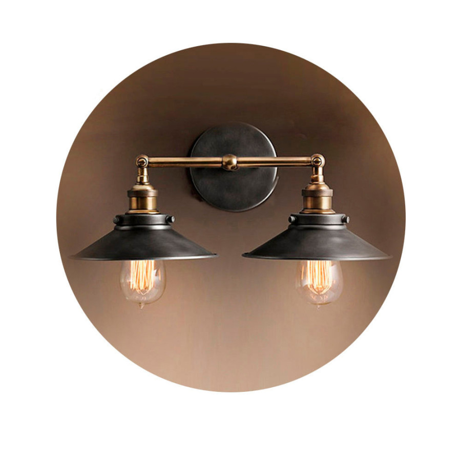 Candeeiro de parede metálico duplo vintage e27 60w 63x29cm edm