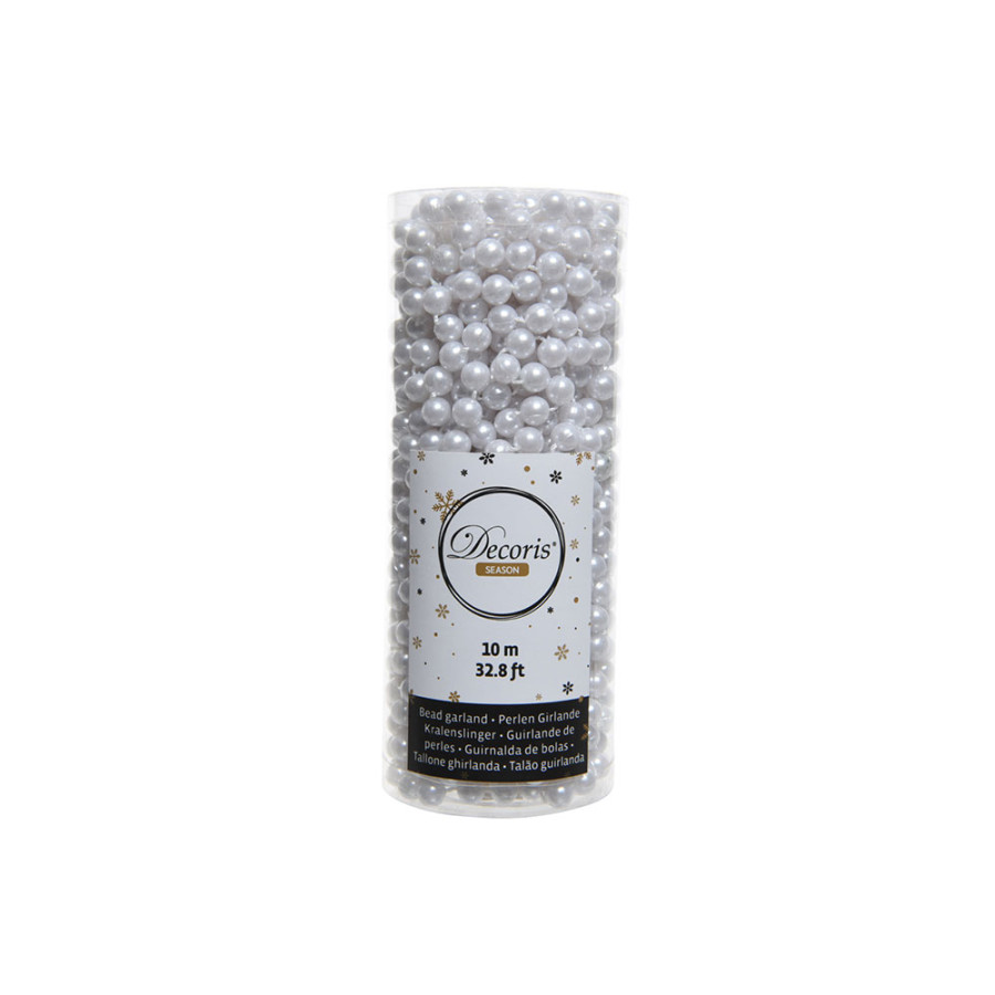 Corrente de bolas decorativas para árvore de natal, cor branco, 10m