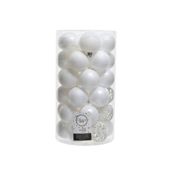 Pack de 37 bolas decorativas brancas para árvores de natal ø6cm