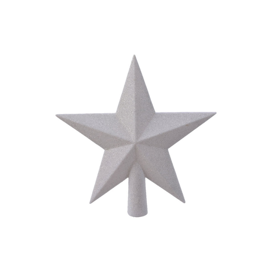 Estrela branca com purpurina para a copa das árvores de natal, 19x4,2x19cm. decoris