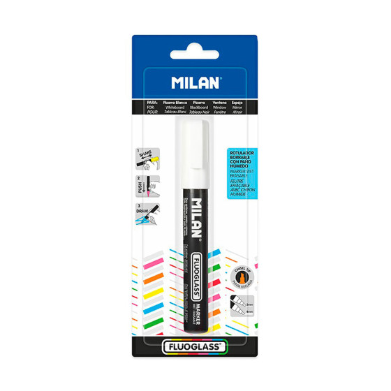 Blíster com marcador branco fluoglass 2-4mm milan