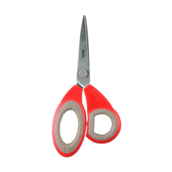 Blíster com tesoura de escritório vermelhas 19cm milan