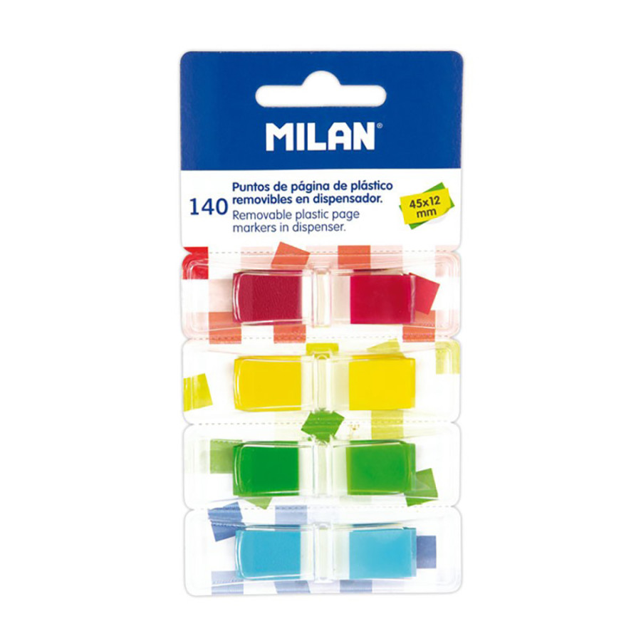Pack 140 adesivos marca páginas em 4 dispensadores milan