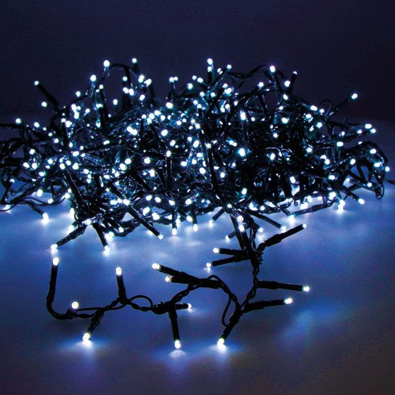Grinalda led compact intermitente azul 750 leds ip44 cabo verde 21m