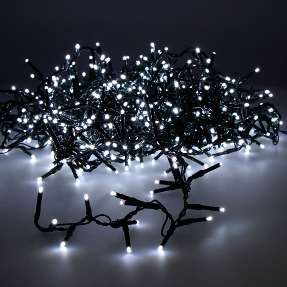 Grinalda led compact intermitente branco frio 500 leds ip44 cabo verde 16m