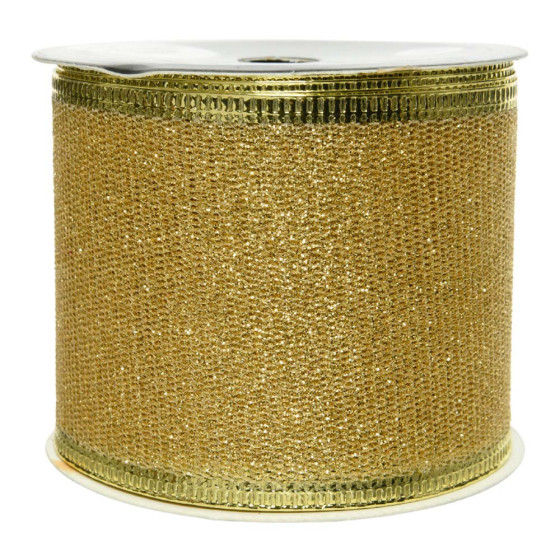 Fita com purpurina dourado para fazer laços 270x6,3cm