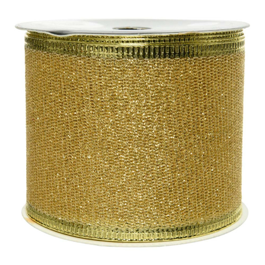 Fita com purpurina dourado para fazer laços 270x6,3cm