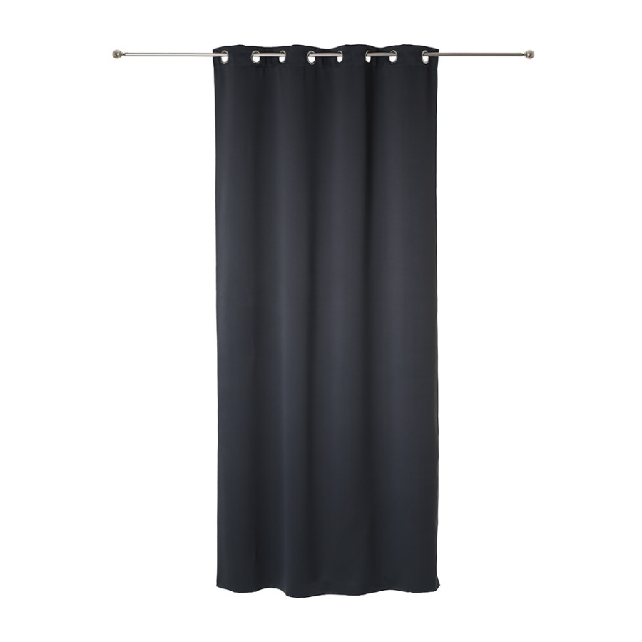 Cortina opaca com argolas cor cinzento escuro 260x140cm