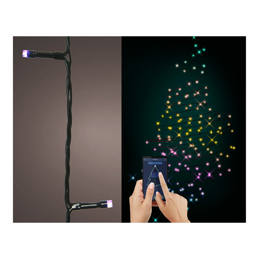 Grinalda dançante rgb 50 leds bluetooth, multicolor, para exteriores, 4,9 m