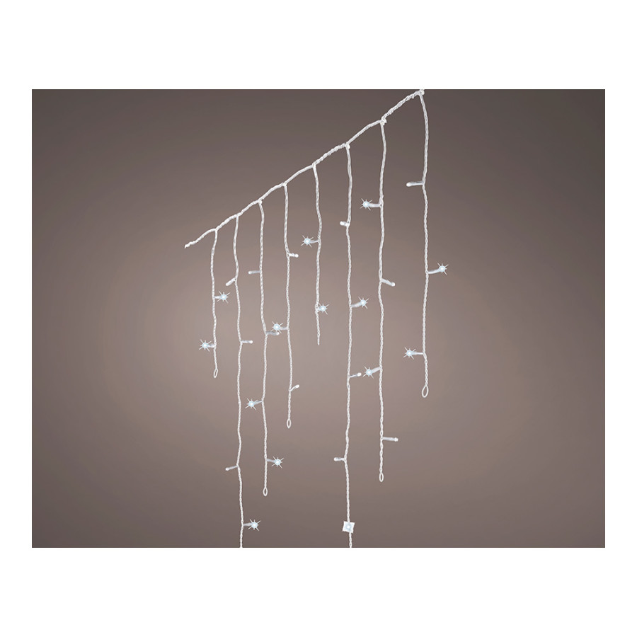 Cortina led icicle lights, 240 leds, multifunções, luz fria, para exteriores, 5,8 m