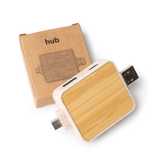 Porta USB Compacta Feita de Bambu e Fibra de Trigo Combinando Sustentabilidade e Funcionalidade Cluni