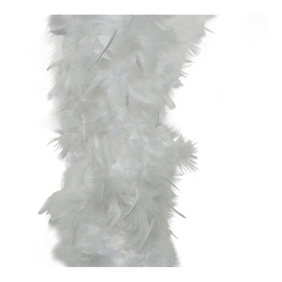 Boá de plumas brancas 184x184cm basics